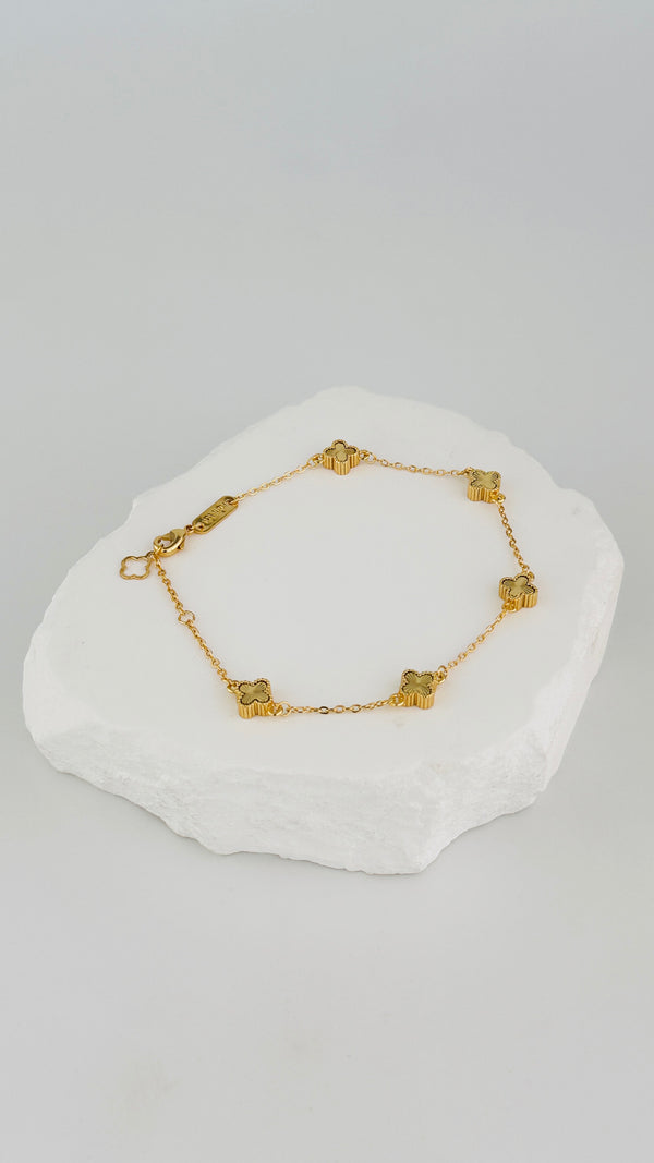 Pulsera Mini Trebol Dorado Troquelada VCP37
