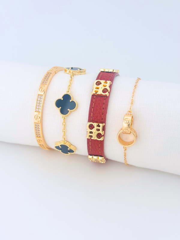 Juego Pulsera Arabe Ch café + vn negra PBA35