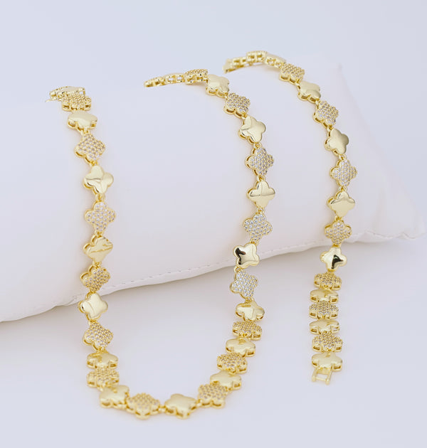 Set Dorado Brillo de Treboles  LATSE70