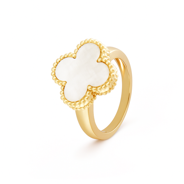 Anillo V@n Cl€€f Blanco Nacar Liso clásico VCAN16