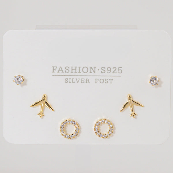 Set Aretes Avion con circonitas S3-50 LADO3-22