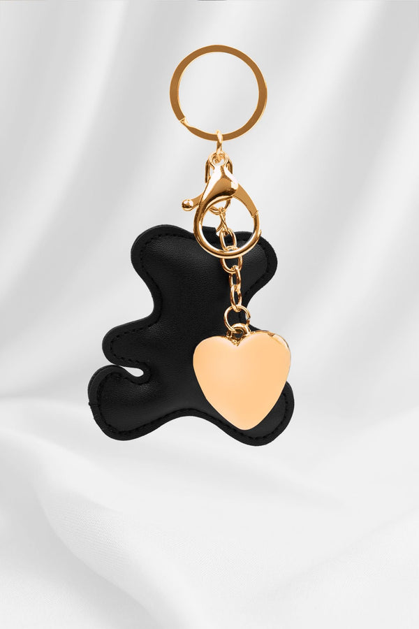 Llavero oso negro con dije corazón LC19