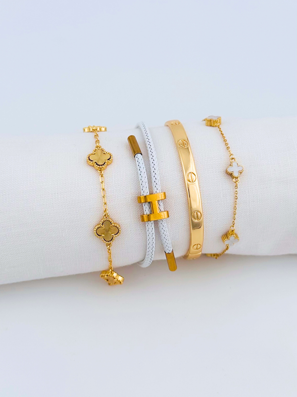 Juego Pulsera árabe HM doble Blanca PBA19