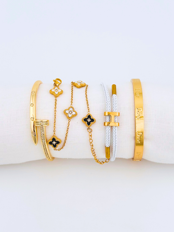 Juego Pulsera Arabe Rígida Blanca PBA14