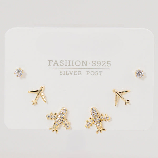 Set Aretes Avion y circonitas LADO3-23
