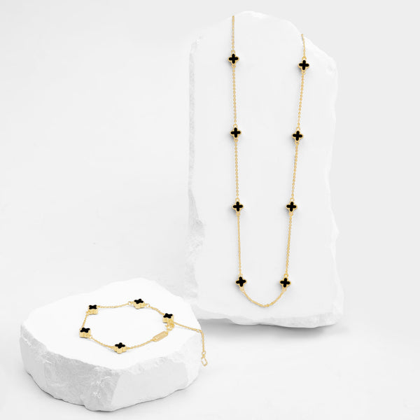 Set Mini Cleef Pulsera y Cadena Negro VCPC01
