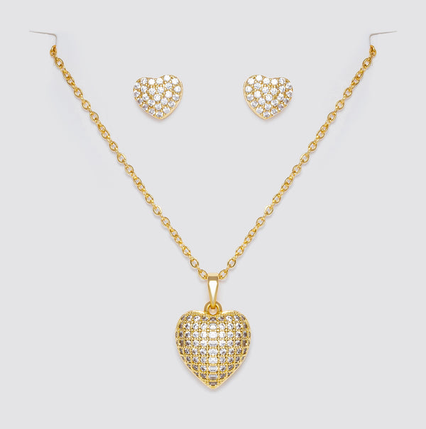Set Collar y Aretes 3 Corazones LATSE52