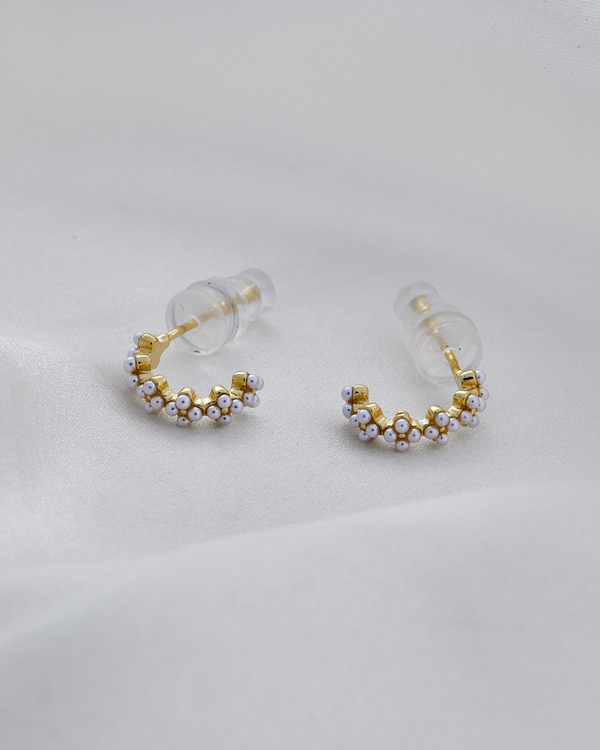 Aretes  baño de oro multiperlas IM4 - A40