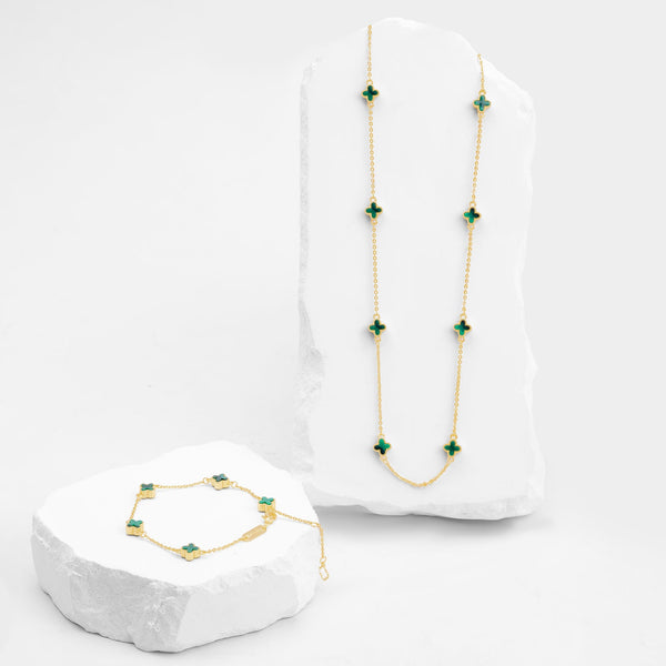 Set Mini Cleef Pulsera y Cadena Verde VCPC03