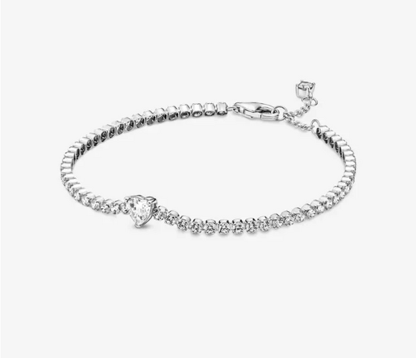 Pulsera Tennis corazón Transparente PP26 +Kit De Limpieza