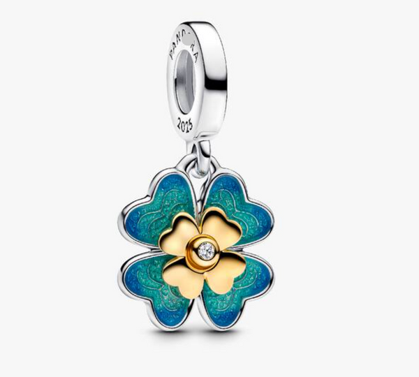 Dije trébol de cuatro hojas bicolor PLCH384