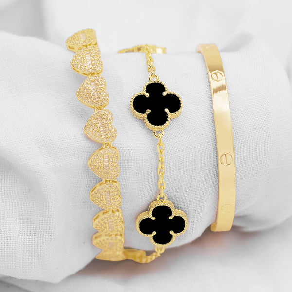 Juego Pulsera árabe, Corazón full diamond, Carti€R PBA05