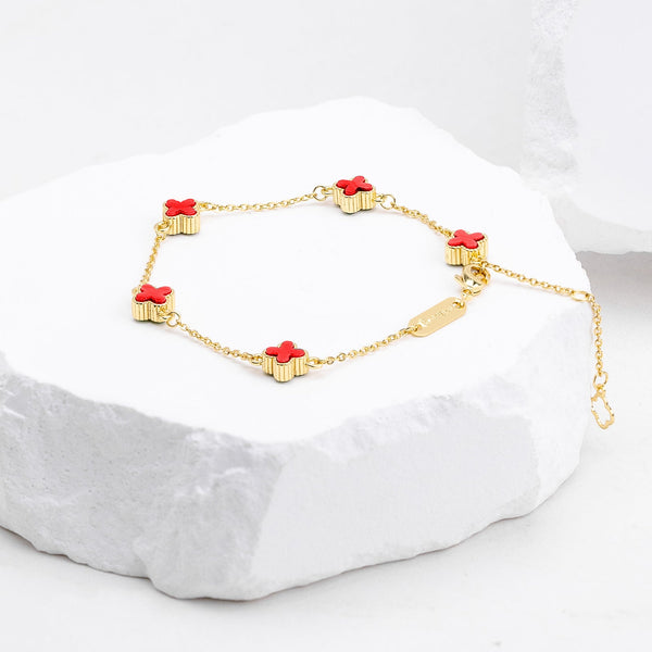 Pulsera Mini Trebol Rojo VCP30