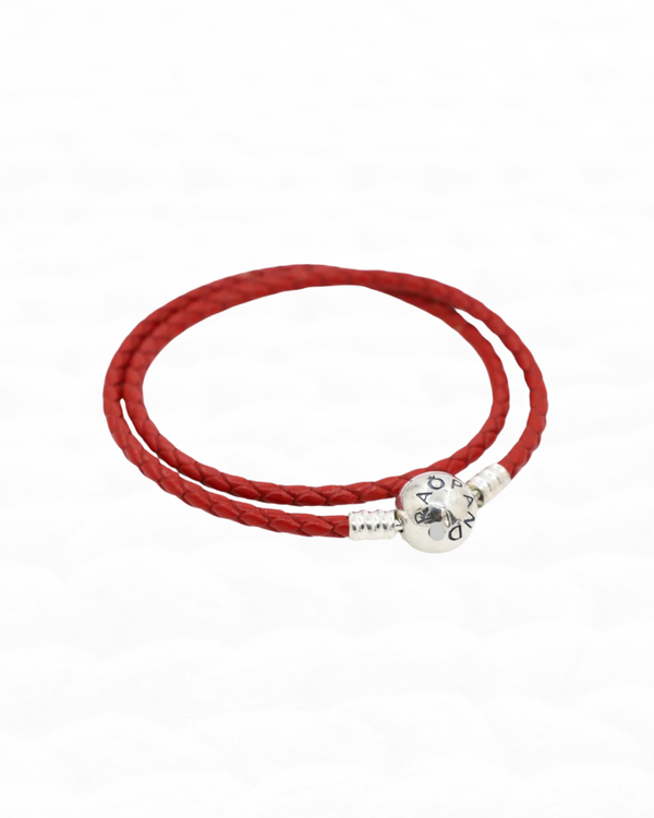 Pulsera Doble de Cuero Rojo PC25