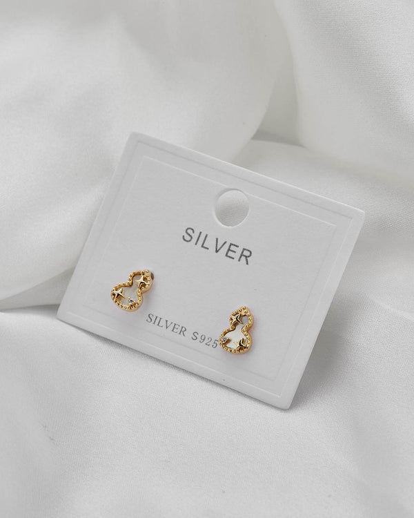 Arete baño de oro estrellas y circonita A02