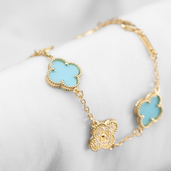 Pulsera oro laminado Azul Celeste Con Circonitas VCP16